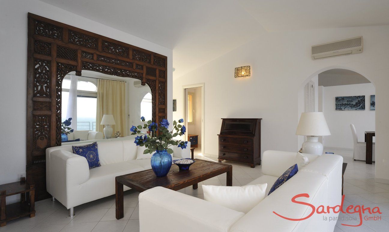 Apartment Azzurra | Wohnzimmer mit moderner Sofaecke Wohnzimmer mit moderner Sofaecke