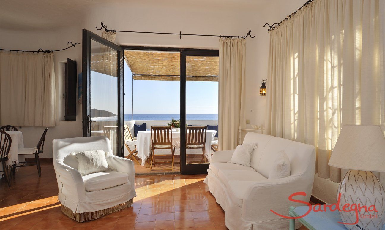 Villa Su Faru 1 | Wohnzimmer 1. Stock mit Meerblick Wohnzimmer 1. Stock mit Meerblick