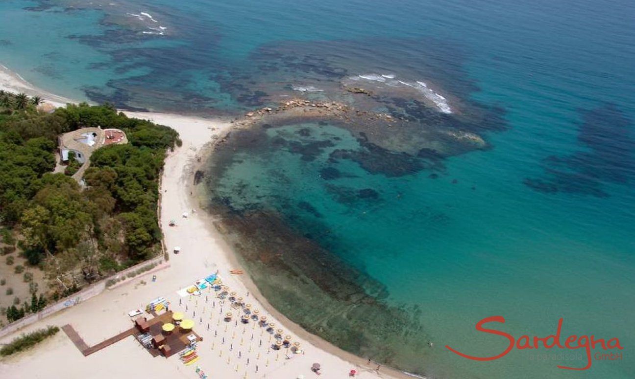 Casa Su Faru 2 | Luftansicht vom Hausstrand von Su Faru Su Faru Strand;
