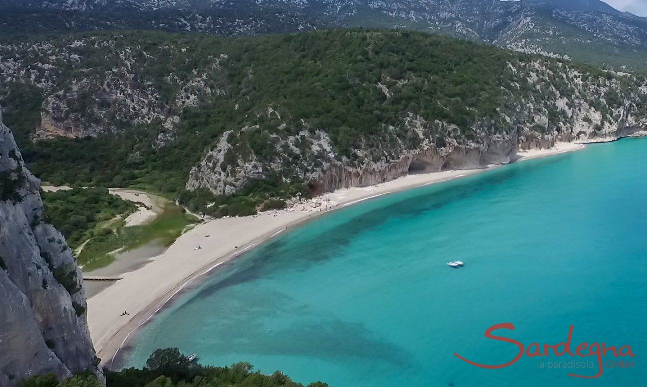 Luftansicht vom Strand Cala Luna