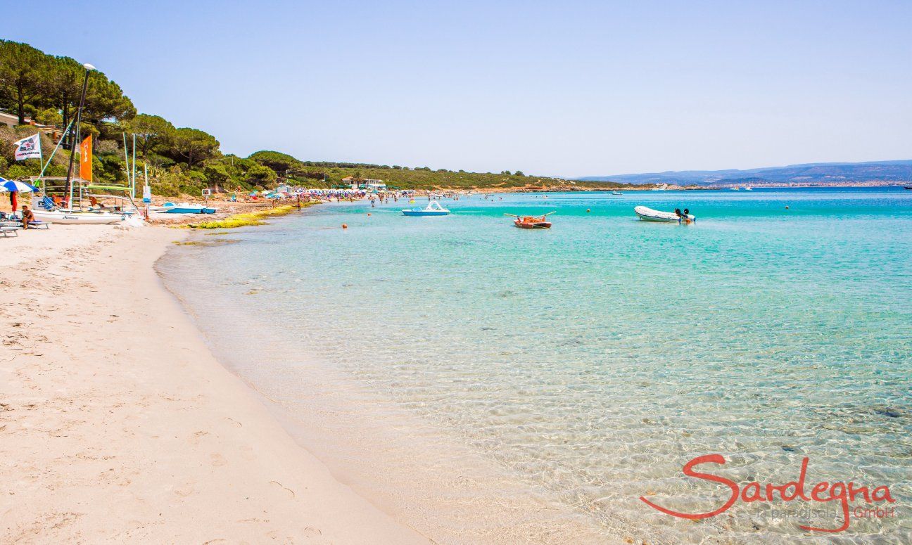 Weißer Sand und klares Wasser am Strand Le Bombarde Alghero