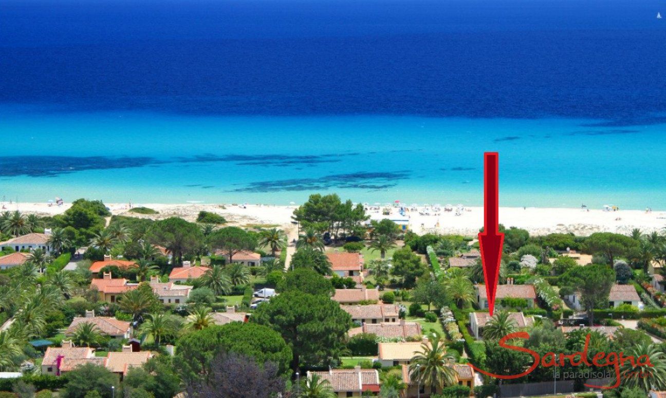 Villa Chiara | Lage der Villa ganz nah beim Strand Costa Rei von oben