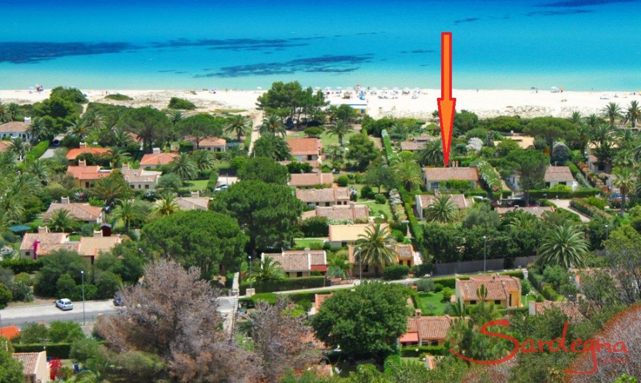 Villa La Viola | Lage der Villa ganz nah am Meer Costa Rei von oben