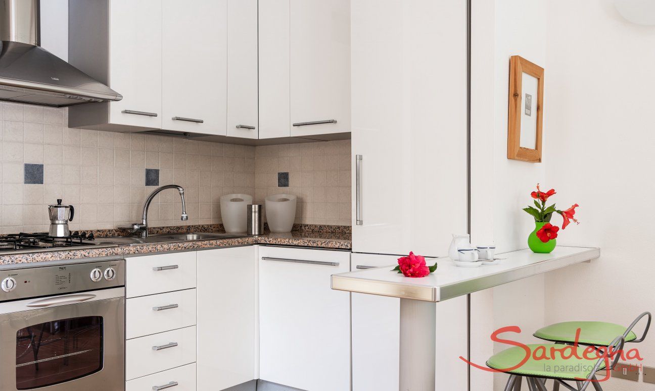 Villa Sandra 43 | Küchenzeile mit Gasherd, Ofen, Spülmaschine, großem Kühl- und Eisschrank Hausdarstellung
