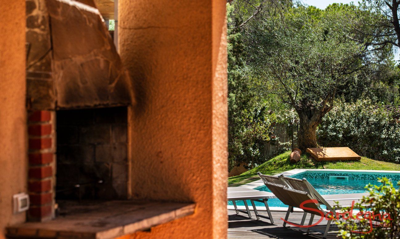 Villa Pino | Gemauerter Barbecue Pool und Garten