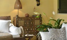 Villa Ulivi 12 | Ausgefallene, ethnische Holzböbel und Planzen auf der Terrasse Terrasse