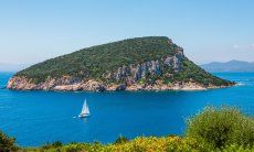 Segelboot vor der Insel Figarolo bei Golfo Aranci