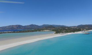 Panorama vom Strand und der Lagune von Porto Giunco, Villasimius